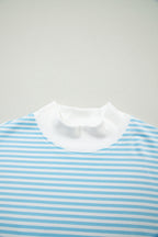Pink Stripe Oversize Mock Neck Sweatshirt and Shorts Set