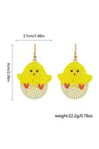 White Beading Chick Easter Open Hook Earrings