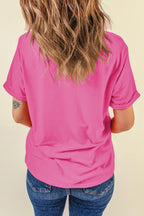 Orange Casual Plain Crew Neck Tee