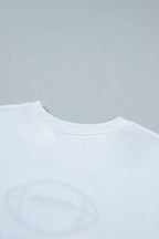 White Embroidered Slogan Game Day Rugby Pattern Crewneck Sweatshirt