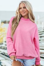 Dark Blue Oversize Drop Shoulder Reversible Mock Neck Sweatshirt