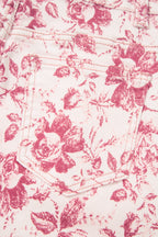 Pink Vintage Floral Print Denim Shift Pants