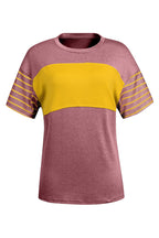 Mint Green Color Block Striped Detail Loose T Shirt