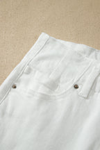 White 2-Button High Waist Wide Leg Jeans