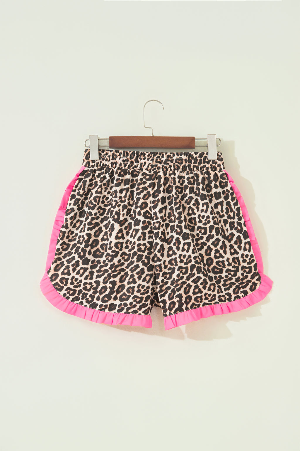 White Polka Dot Contrast Ruffle Trim Shorts