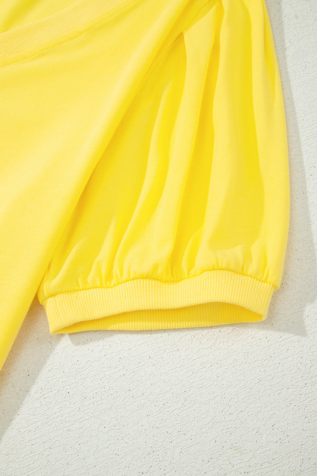 Bonbon Solid Color V Neck Short Puff Sleeve Blouse