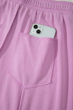 Rose Red Drop Shoulder Boxy Tee and Barrel Pants Set