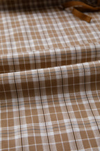 Chestnut Plaid Print Elastic Waist Bow Tie Contrast Detail Jogger Pants
