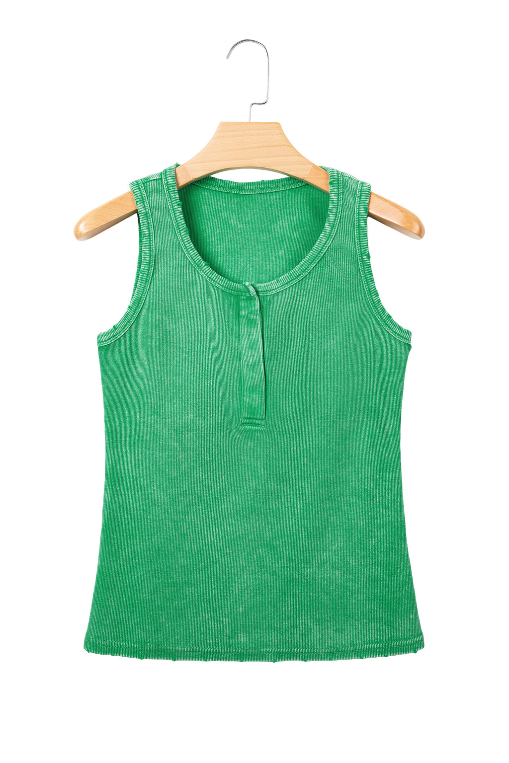 Coffee Vintage Distressed Ribbed Mineral Wash Tank Top