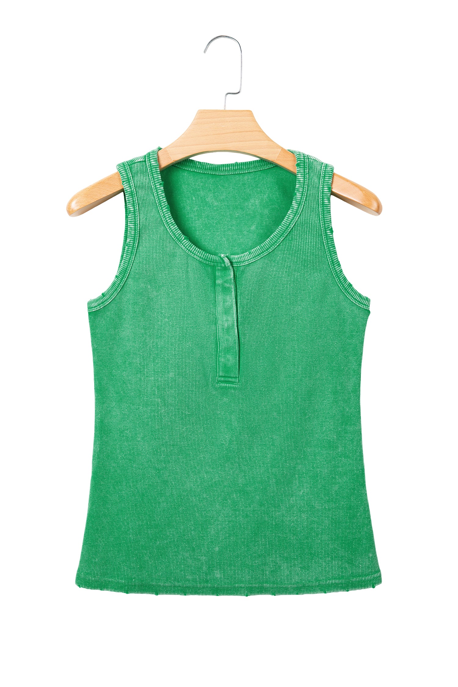 Coffee Vintage Distressed Ribbed Mineral Wash Tank Top