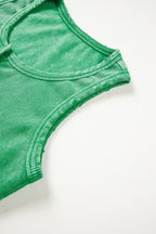 Coffee Vintage Distressed Ribbed Mineral Wash Tank Top