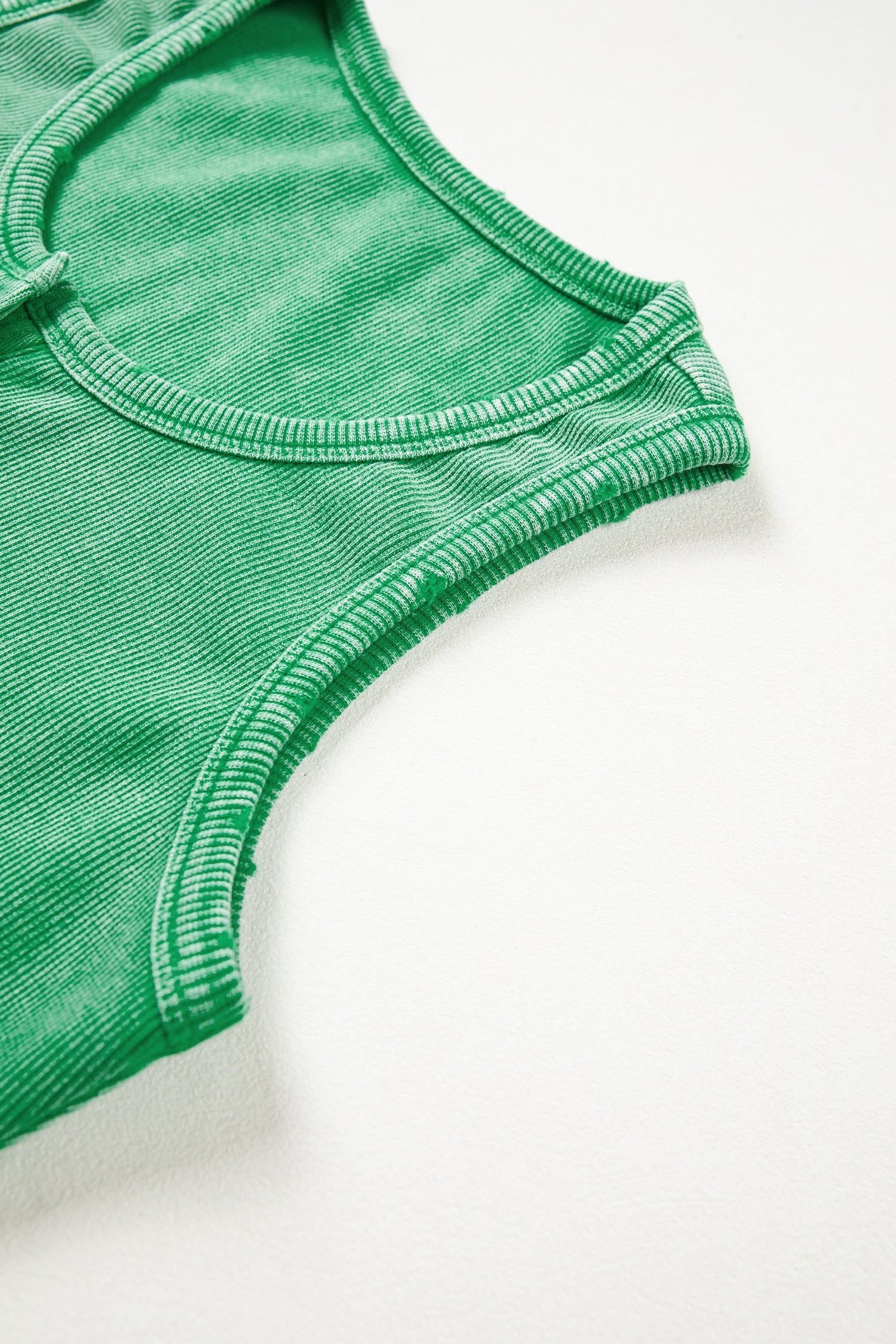 Coffee Vintage Distressed Ribbed Mineral Wash Tank Top