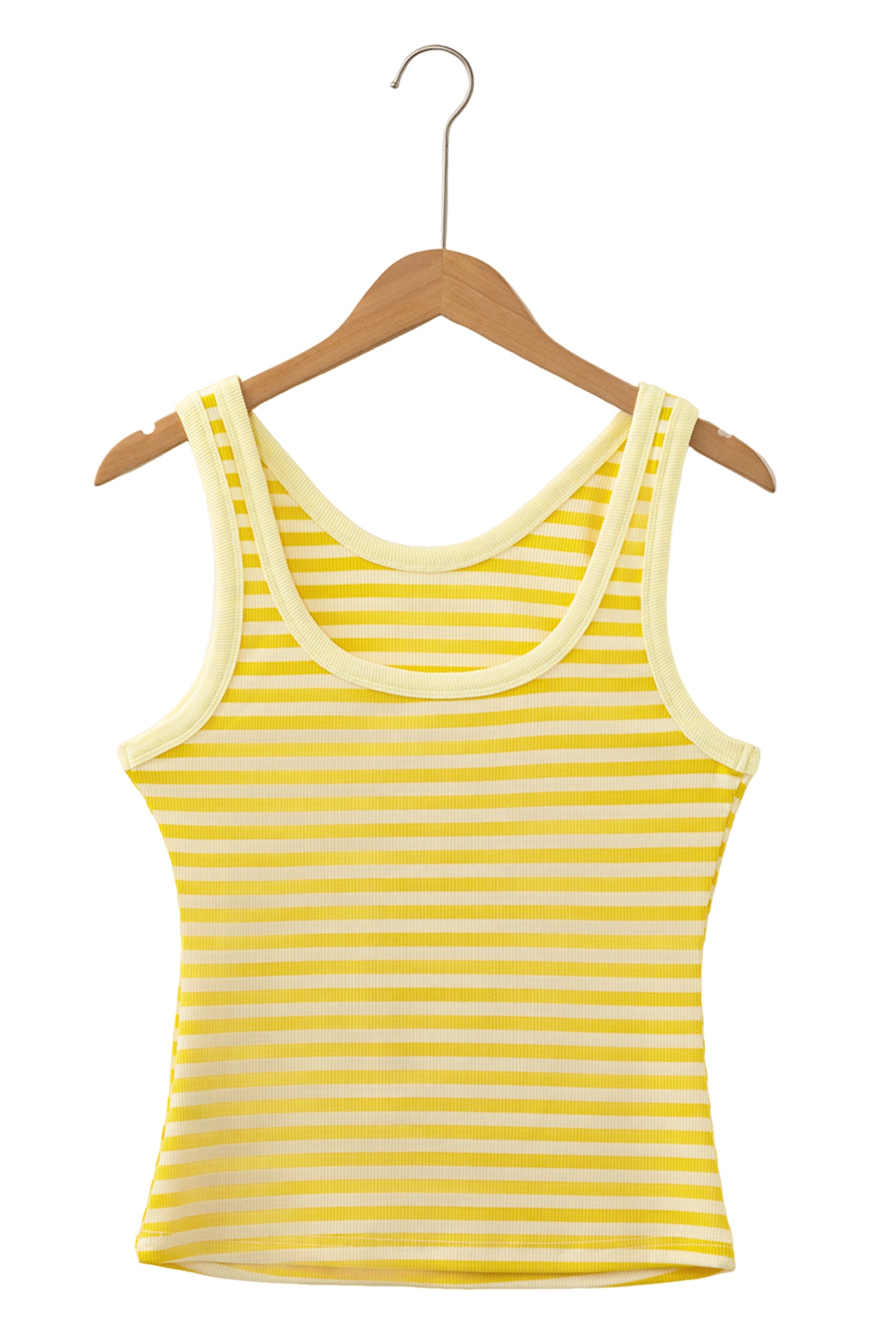 Sky Blue Stripe Ribbed Knit Slim Tank Top
