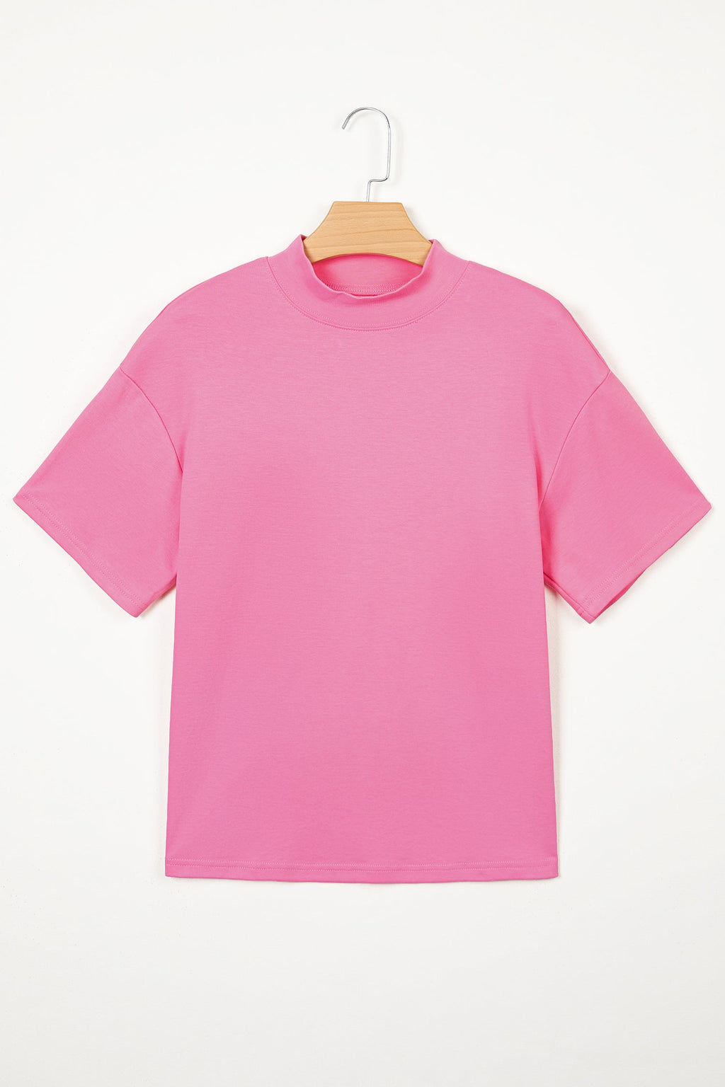 Sachet Pink Solid Color High Neck Oversize Tee