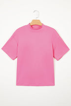 Sachet Pink Solid Color High Neck Oversize Tee