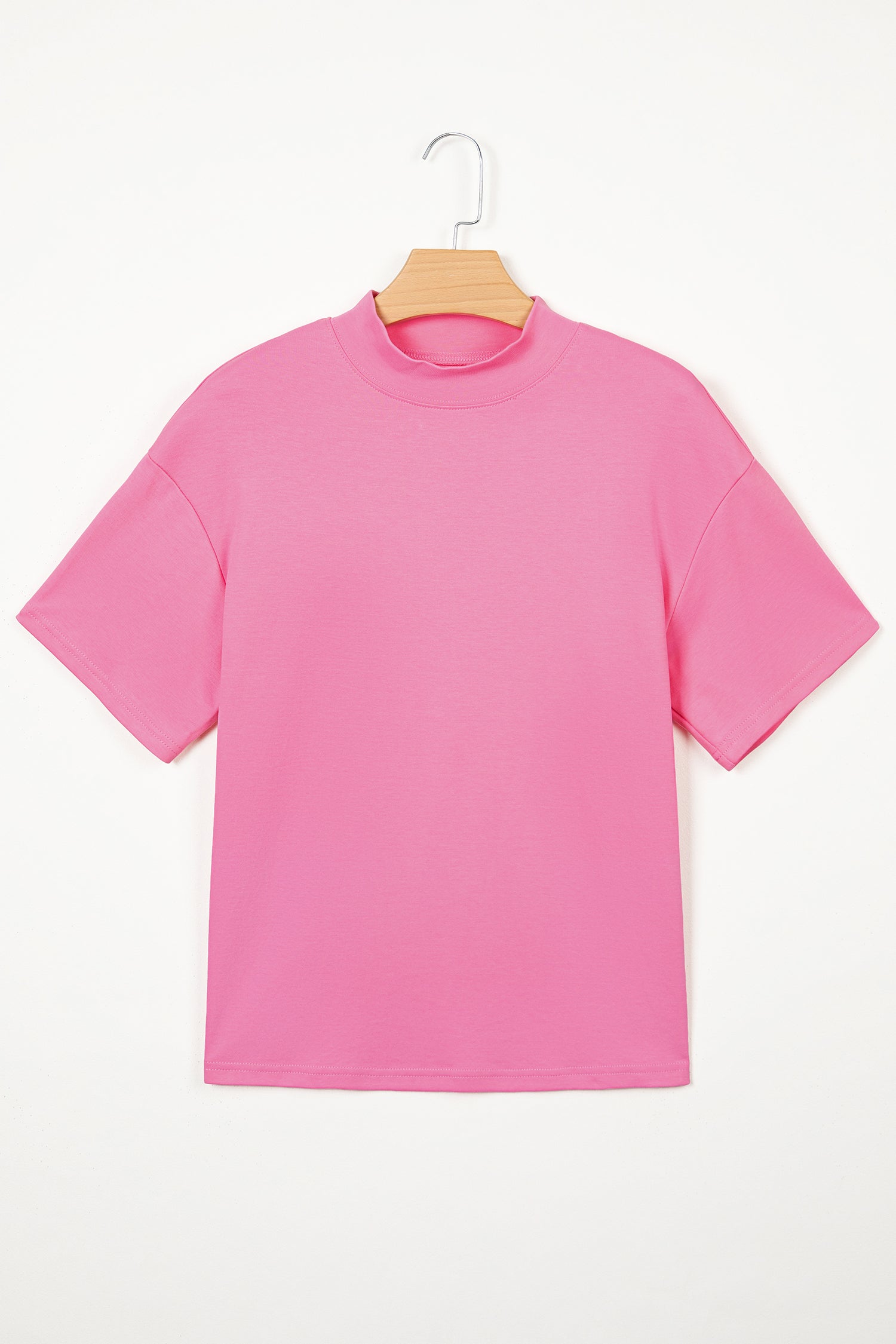 Sachet Pink Solid Color High Neck Oversize Tee