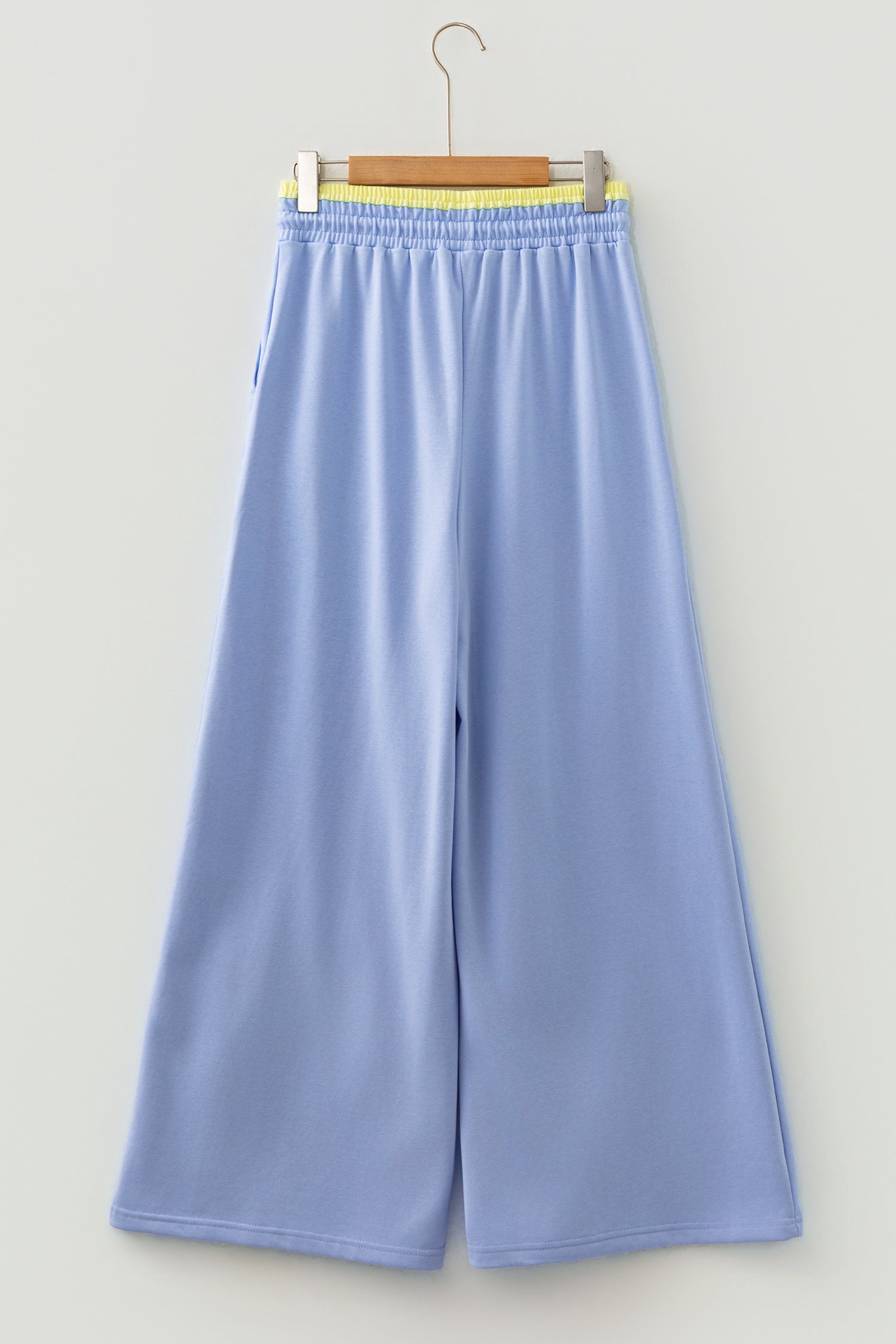 Grapefruit Orange Color Block Flower Patchwork Drawstring Contrasted Elastic Waist Wide Leg Pants