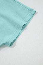 Pink Raw Cut Notched Neck Lace Patchwork Detail Mineral Wash Tee