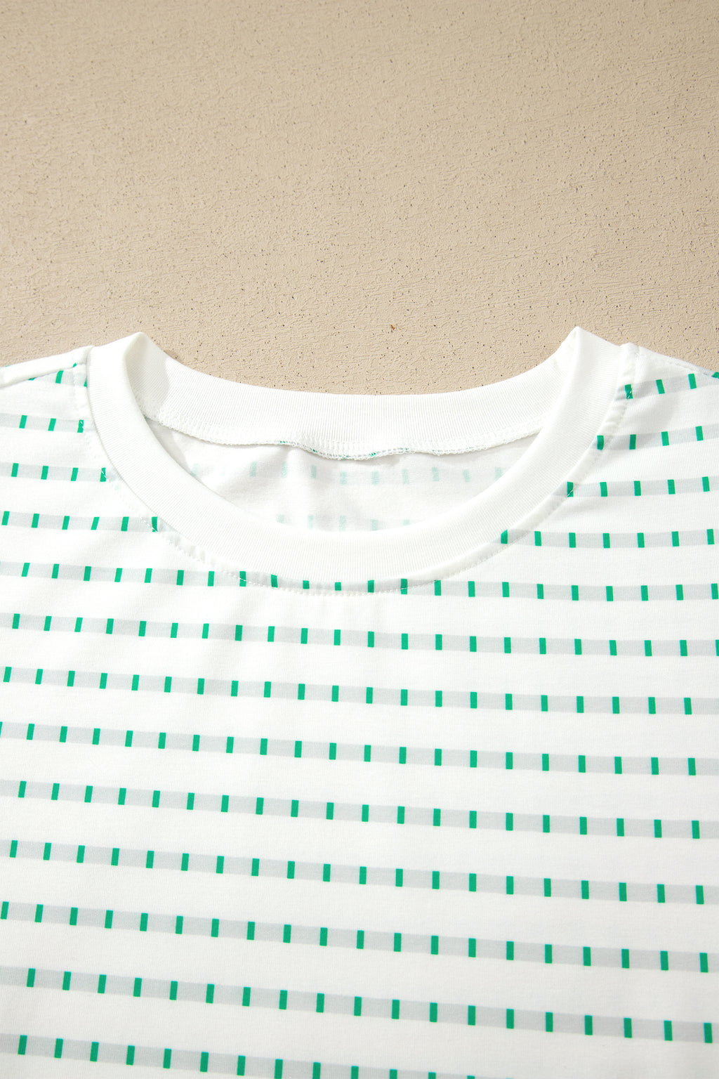 Green Striped Short Puff Sleeve Top