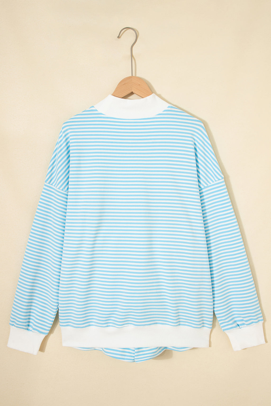 Pink Stripe Oversize Mock Neck Sweatshirt and Shorts Set