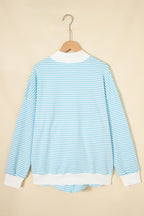 Pink Stripe Oversize Mock Neck Sweatshirt and Shorts Set