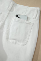 White 2-Button High Waist Wide Leg Jeans