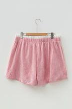 Black Contrast Trim Plaid Print Plus Size Shorts