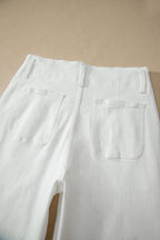 White 2-Button High Waist Wide Leg Jeans