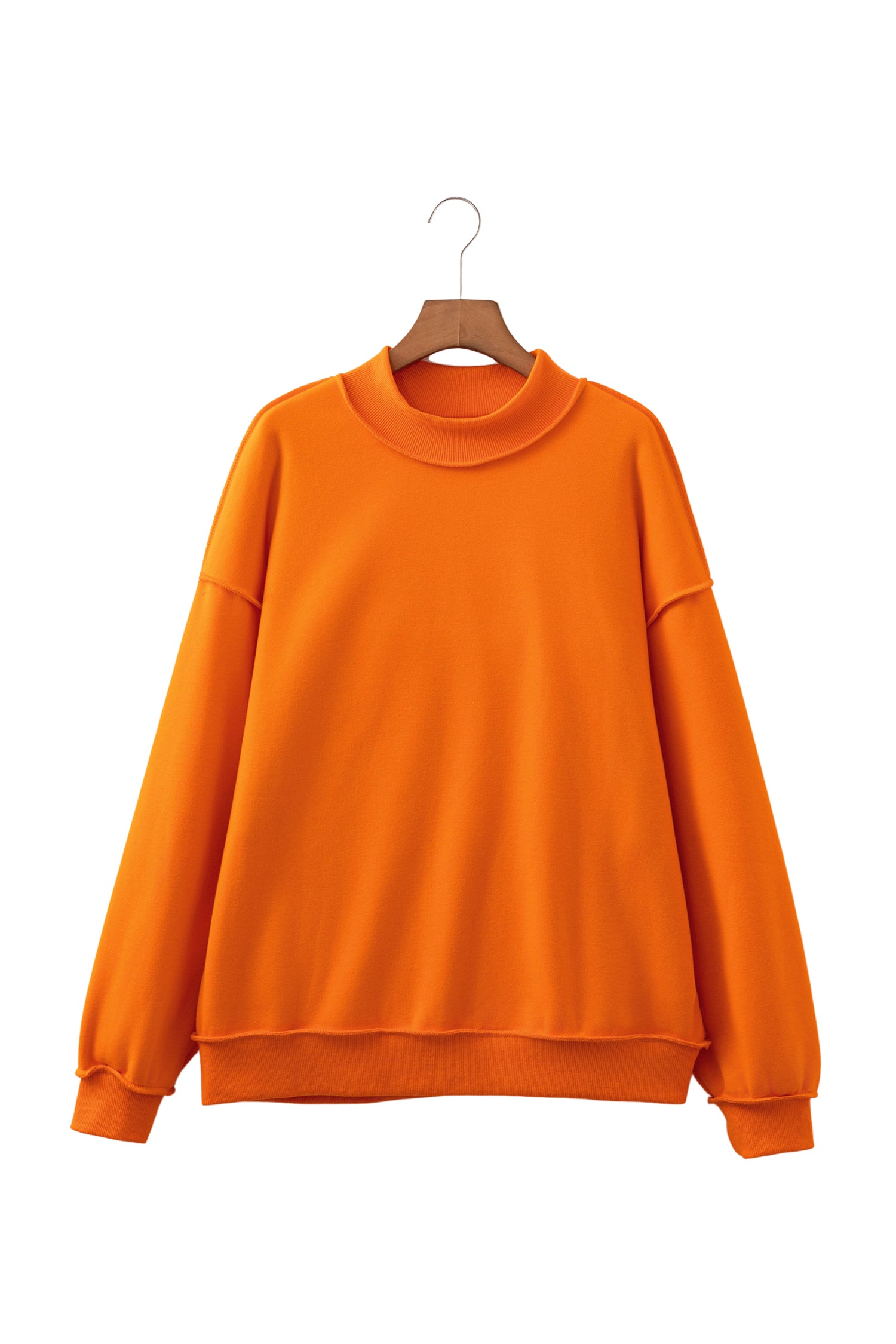 Dark Blue Oversize Drop Shoulder Reversible Mock Neck Sweatshirt