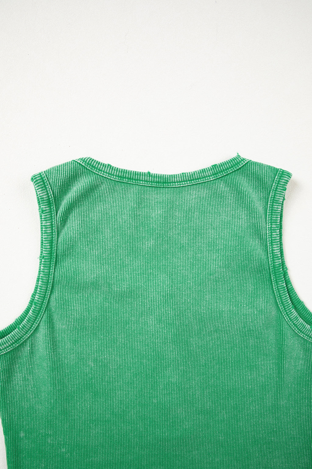 Coffee Vintage Distressed Ribbed Mineral Wash Tank Top