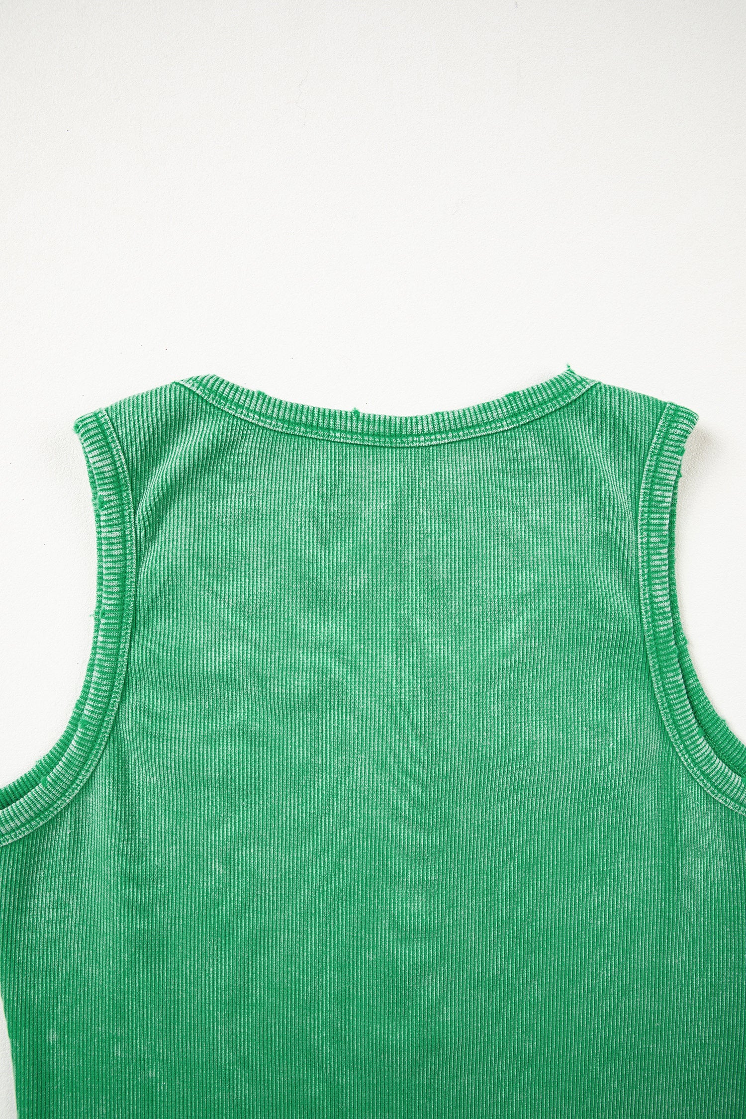 Coffee Vintage Distressed Ribbed Mineral Wash Tank Top