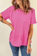 Orange Casual Plain Crew Neck Tee