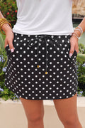 Fiery Red Polka Dot Drawstring Casual Mini Skort