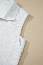 Light Grey Solid Color Sleeveless Zipper Tank and Skort Set