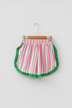 White Polka Dot Contrast Ruffle Trim Shorts